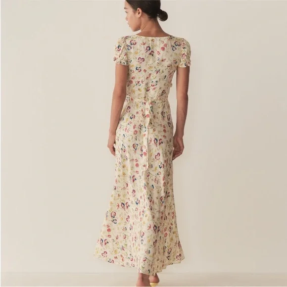 NWT Doen Valerine cream floral silk maxi dress - Picture 3 of 9